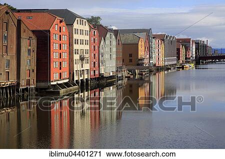 Historic waterside warehouse buildings on River Nidelva, Bryggene, Trondheim, Norway, Europe View Large Photo Image Stock Image - Historic waterside warehouse buildings on River Nidelva, Bryggene, Trondheim, Norway, Europe. Fotosearch