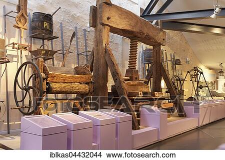 Historic wine press from 1732, Museum, Musée de l'île d'Oléron, St. Pierre d'Oleron, Ile d'Oleron, Charente-Maritime, France, Europe View Large Photo Image Picture - Historic wine press from 1732, Museum, Musée de l'île d'Oléron, St. Pierre d'Oleron, Ile d'Oleron, Charente-Maritime, France, Europe. Fotosearch