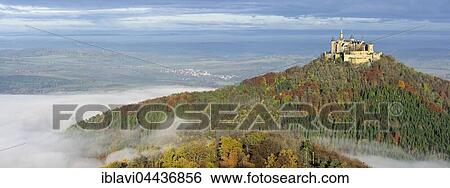 Hohenzollern Castle in autumn, morning light, mist, Swabian Jura, Zollernalb, Hechingen, Baden-Württemberg, Germany, Europe View Large Photo Image Stock Photograph - Hohenzollern Castle in autumn, morning light, mist, Swabian Jura, Zollernalb, Hechingen, Baden-Württemberg, Germany, Europe. Fotosearch