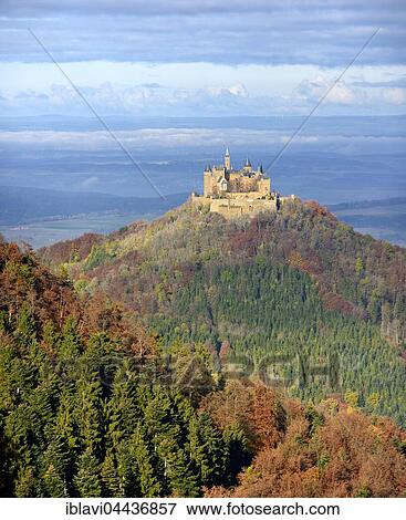 Stock Photo - Hohenzollern Castle in autumn, valley fog, good visibility, Swabian Jura, Zollernalb, Hechingen, Baden-Württemberg, Germany, Europe. Fotosearch