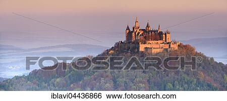 Hohenzollern castle in early morning light, autumn, Swabian Jura, Zollernalb, Hechingen, Baden-Württemberg, Germany, Europe View Large Photo Image Stock Photograph - Hohenzollern castle in early morning light, autumn, Swabian Jura, Zollernalb, Hechingen, Baden-Württemberg, Germany, Europe. Fotosearch