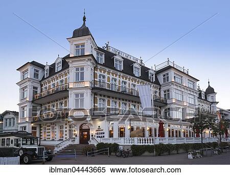 Hotel Ahlbecker Hof at dusk, resort architecture, Seeheilbad Ahlbeck, Kaiserbäder, Usedom, Mecklenburg-Western Pomerania, Germany, Europe View Large Photo Image Stock Photography - Hotel Ahlbecker Hof at dusk, resort architecture, Seeheilbad Ahlbeck, Kaiserbäder, Usedom, Mecklenburg-Western Pomerania, Germany, Europe. Fotosearch