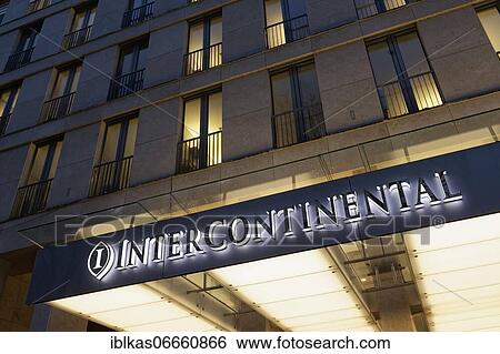 Hotel Intercontinental, illuminated logo on the building, Königsallee, Düsseldorf, North Rhine-Westphalia, Germany, Europe View Large Photo Image Stock Photograph - Hotel Intercontinental, illuminated logo on the building, Königsallee, Düsseldorf, North Rhine-Westphalia, Germany, Europe. Fotosearch
