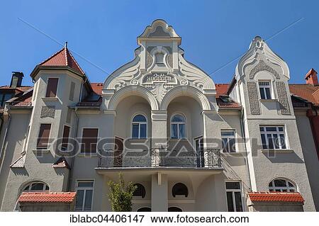 Stock Photo - House facade, Art Nouveau villa, Gern, Munich, Bavaria, Germany, Europe. Fotosearch