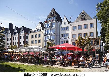 Houses and restaurants along Rhine river bank, Cologne, North Rhine-Westphalia, Germany, Europe View Large Photo Image Stock Image - Houses and restaurants along Rhine river bank, Cologne, North Rhine-Westphalia, Germany, Europe. Fotosearch