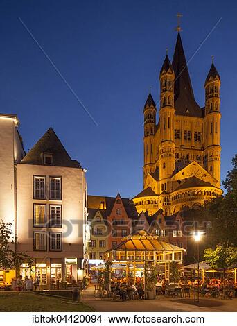 Houses at fish market and Great St. Martin Church, dusk, Cologne, North Rhine-Westphalia, Germany, Europe View Large Photo Image Picture - Houses at fish market and Great St. Martin Church, dusk, Cologne, North Rhine-Westphalia, Germany, Europe. Fotosearch
