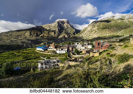 Houses of Muktinath, 3710 m, behind mountain Yakawa Kang, Muktinath, Mustang District, Nepal, Asia View Large Photo Image Stock Image - Houses of Muktinath, 3710 m, behind mountain Yakawa Kang, Muktinath, Mustang District, Nepal, Asia. Fotosearch