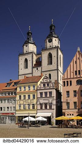 Houses on the market with Stadtkirche Sankt Marien, Wittenberg, Saxony-Anhalt, Germany, Europe View Large Photo Image Stock Photograph - Houses on the market with Stadtkirche Sankt Marien, Wittenberg, Saxony-Anhalt, Germany, Europe. Fotosearch