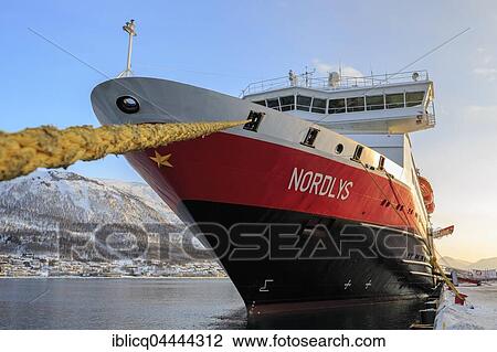 Hurtigruten MS Nordlys anchored in the harbor, Tromso, Troms Province, Norway, Europe View Large Photo Image Stock Image - Hurtigruten MS Nordlys anchored in the harbor, Tromso, Troms Province, Norway, Europe. Fotosearch