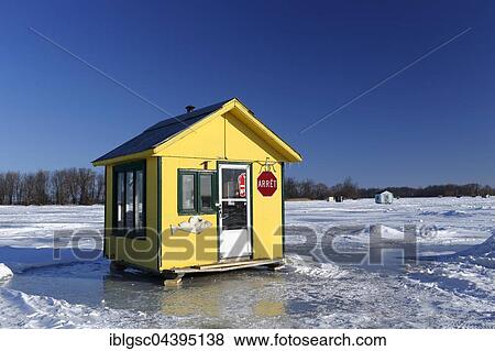 Ice fishing cabin on frozen Saint Lawrence River, Maple Grove, Quebec Province, Canada, North America View Large Photo Image Stock Photo - Ice fishing cabin on frozen Saint Lawrence River, Maple Grove, Quebec Province, Canada, North America. Fotosearch
