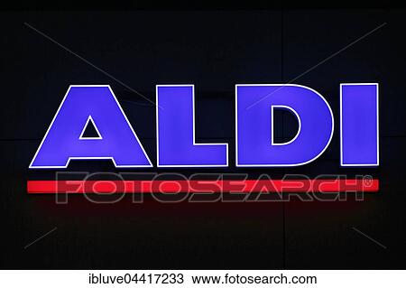 Illuminated sign of the food discounter ALDI Nord, Germany, Europe View Large Photo Image Stock Image - Illuminated sign of the food discounter ALDI Nord, Germany, Europe. Fotosearch