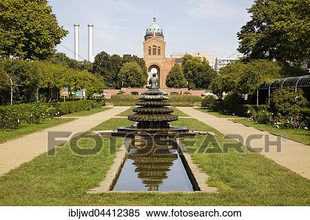 Indischer Brunnen, Indian Fountain and Church Sankt Michael, Michaelskirche, Sankt-Michael-Kirche, Luisenstadt Canal, Kreuzberg, Berlin, Germany, Europe View Large Photo Image Stock Photography - Indischer Brunnen, Indian Fountain and Church Sankt Michael, Michaelskirche, Sankt-Michael-Kirche, Luisenstadt Canal, Kreuzberg, Berlin, Germany, Europe. Fotosearch