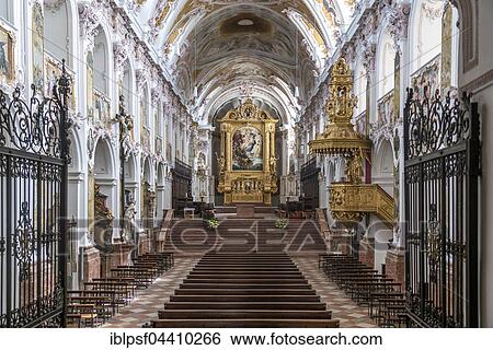 Stock Photograph - Interior and altar of St. Mary's Cathedral and St. Korbinian, Freising District, Bavaria, Upper Bavaria, Germany, Europe. Fotosearch