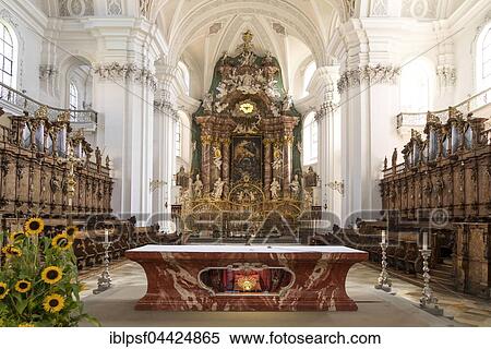 Stock Photography - Interior and chancel, St. Martin Basilica, Weingarten, Baden-Württemberg, Germany, Europe. Fotosearch