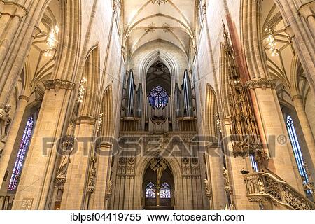 Stock Photography - Interior and organ loft of Ulm Minster, Ulm, Baden-Württemberg, Germany, Europe. Fotosearch