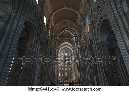 Stock Photograph - Interior, main altar, Romanesque Cathedral of Saint Lazarus, Autun, Saône-et-Loire, France, Europe. Fotosearch