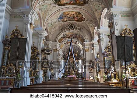 Interior of monastery Church of St. Peter and Paul in Weyarn, Upper Bavaria, Bavaria, Germany, Europe View Large Photo Image Stock Image - Interior of monastery Church of St. Peter and Paul in Weyarn, Upper Bavaria, Bavaria, Germany, Europe. Fotosearch