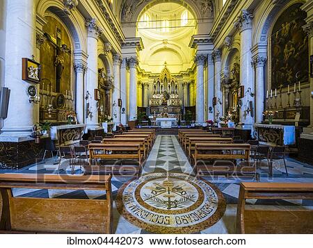 Stock Image - Interior of Parrocchia Maria SS Church. Annunziata, Acireae, Sicily, Italy, Europe. Fotosearch