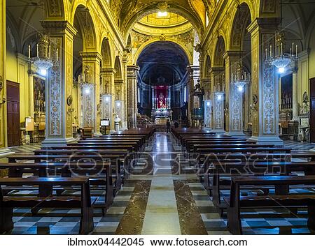 Stock Photography - Interior of Parrocchia Maria SS Church. Annunziata, Acireae, Sicily, Italy, Europe. Fotosearch