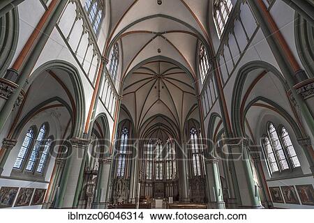 Interior of the Heilig Kreuz Kirche, a neo-Gothic basilica, built 1899-1902 Münster, North Rhine-Westphalia, Germany, Europe View Large Photo Image Picture - Interior of the Heilig Kreuz Kirche, a neo-Gothic basilica, built 1899-1902 Münster, North Rhine-Westphalia, Germany, Europe. Fotosearch