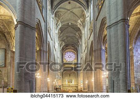 Interior view, Notre-Dame Cathedral, 12th-16th century, Rodez, Aveyron, Languedoc-Roussillon-Midi-Pyrénées, France, Europe View Large Photo Image Stock Image - Interior view, Notre-Dame Cathedral, 12th-16th century, Rodez, Aveyron, Languedoc-Roussillon-Midi-Pyrénées, France, Europe. Fotosearch