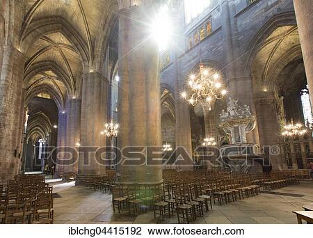 Interior view, Notre-Dame Cathedral, 12th-16th century, Rodez, Aveyron, Languedoc-Roussillon-Midi-Pyrénées, France, Europe View Large Photo Image Stock Image - Interior view, Notre-Dame Cathedral, 12th-16th century, Rodez, Aveyron, Languedoc-Roussillon-Midi-Pyrénées, France, Europe. Fotosearch