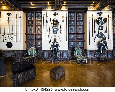 Interior with armor, Château de Cheverny, Loir-et-Cher Département, France, Europe View Large Photo Image Stock Photography - Interior with armor, Château de Cheverny, Loir-et-Cher Département, France, Europe. Fotosearch