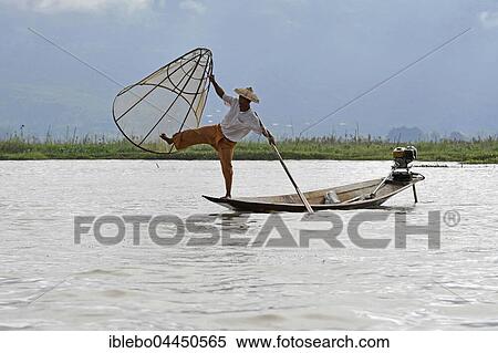 Intha fisherman, local fishing with traditional conical fishing net, Inle Lake, Myanmar, Asia View Large Photo Image Stock Photography - Intha fisherman, local fishing with traditional conical fishing net, Inle Lake, Myanmar, Asia. Fotosearch