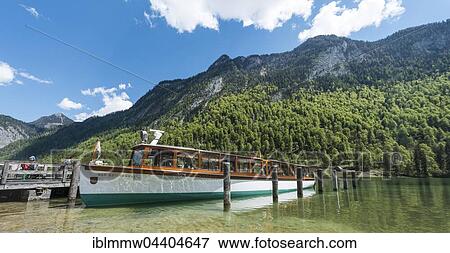 Stock Photo - Jetty, St. Bartholomew's, Schifffahrt Königssee, Lake Königssee, Berchtesgaden National Park, Berchtesgaden area, Upper Bavaria, Bavaria, Germany, Europe. Fotosearch