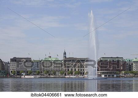 Jungfernstieg Inner Alster Lake and pier, fountain, Neustadt, Hamburg, Germany, Europe View Large Photo Image Stock Image - Jungfernstieg Inner Alster Lake and pier, fountain, Neustadt, Hamburg, Germany, Europe. Fotosearch