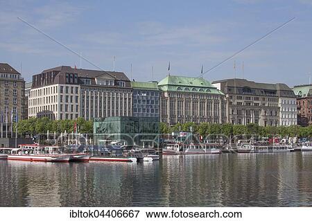 Jungfernstieg Inner Alster Lake and pier, Neustadt, Hamburg, Germany, Europe View Large Photo Image Stock Photo - Jungfernstieg Inner Alster Lake and pier, Neustadt, Hamburg, Germany, Europe. Fotosearch