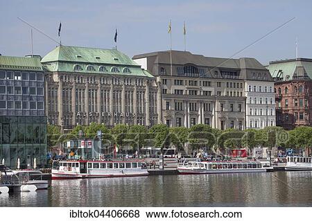 Jungfernstieg Inner Alster Lake and pier, Neustadt, Hamburg, Germany, Europe View Large Photo Image Stock Photo - Jungfernstieg Inner Alster Lake and pier, Neustadt, Hamburg, Germany, Europe. Fotosearch