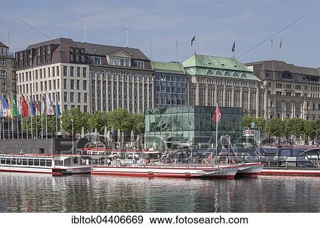 Jungfernstieg Inner Alster Lake and pier, Neustadt, Hamburg, Germany, Europe View Large Photo Image Stock Photo - Jungfernstieg Inner Alster Lake and pier, Neustadt, Hamburg, Germany, Europe. Fotosearch