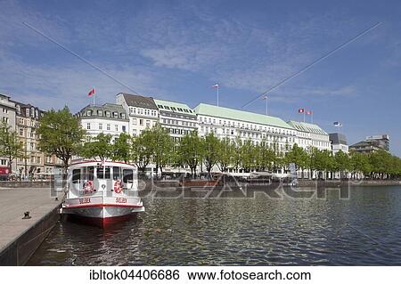 Jungfernstieg with Hotel Vier Jahreszeiten, Hamburg, Germany, Europe View Large Photo Image Stock Photograph - Jungfernstieg with Hotel Vier Jahreszeiten, Hamburg, Germany, Europe. Fotosearch