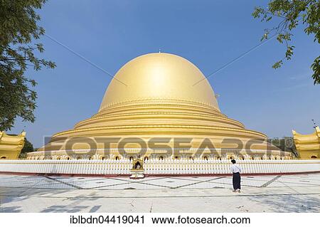 Stock Image - Kaunghmudaw pagoda, Sagaing, Myanmar, Asia. Fotosearch