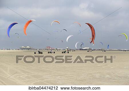 Kite buggies on sandy beach, Sankt Peter-Ording, Schleswig-Holstein Wadden Sea National Park, North Frisia, Schleswig-Holstein, Germany, Europe View Large Photo Image Stock Image - Kite buggies on sandy beach, Sankt Peter-Ording, Schleswig-Holstein Wadden Sea National Park, North Frisia, Schleswig-Holstein, Germany, Europe. Fotosearch