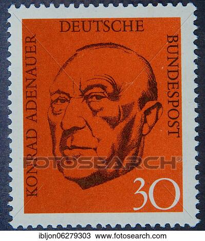 Konrad Adenauer, first chancellor of the Federal Republic of Germany 1949–63, portrait on a German stamp View Large Photo Image Stock Image - Konrad Adenauer, first chancellor of the Federal Republic of Germany 1949–63, portrait on a German stamp. Fotosearch