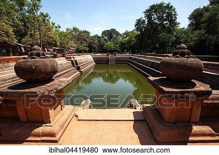 Stock Image - Kuttam Pokuna twin ponds, Sacred City of Anuradhapura, North Central Province, Sri Lanka, Asia. Fotosearch