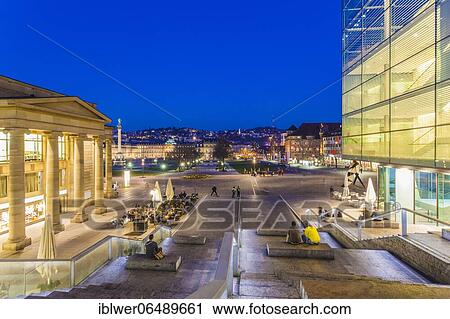 Stock Image - Königsbau and Museum of Art at Schlossplatz, City Centre, Stuttgart, Baden-Württemberg, Germany, Europe. Fotosearch