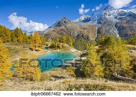 Stock Image - Lac Bleu, Grande Dent de Veisivi, Dent de Perroc, Valais, Switzerland, Europe. Fotosearch