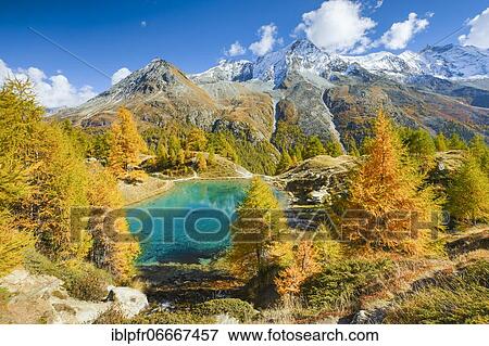 Stock Photo - Lac Bleu, Grande Dent de Veisivi, Dent de Perroc, Aiguille de la Tsa, Valais, Switzerland, Europe. Fotosearch
