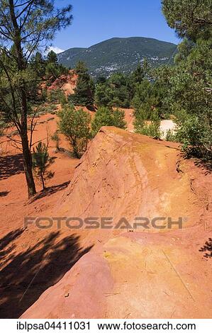 Le Sentier des Ocres, Ochre Trail in Roussillon, Vaucluse, Provence-Alpes-Côte d'Azur, France, Europe View Large Photo Image Stock Image - Le Sentier des Ocres, Ochre Trail in Roussillon, Vaucluse, Provence-Alpes-Côte d'Azur, France, Europe. Fotosearch