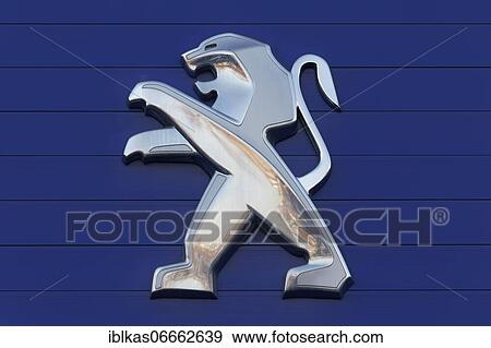 Lion from the Peugeot logo on a car dealership, brand of the car manufacturer Groupe PSA, Düsseldorf, North Rhine-Westphalia, Germany, Europe View Large Photo Image Stock Photo - Lion from the Peugeot logo on a car dealership, brand of the car manufacturer Groupe PSA, Düsseldorf, North Rhine-Westphalia, Germany, Europe. Fotosearch