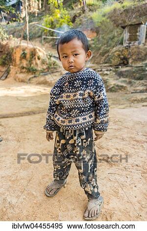 Stock Photography - Little boy, Palaung hilltribe, Palaung Village in Kyaukme, Shan State, Myanmar, Asia. Fotosearch