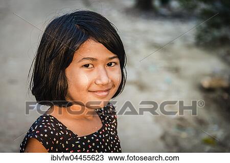 Little native girl smiling, portrait, Yangon, Yangon Region, Myanmar, Asia View Large Photo Image Stock Image - Little native girl smiling, portrait, Yangon, Yangon Region, Myanmar, Asia. Fotosearch