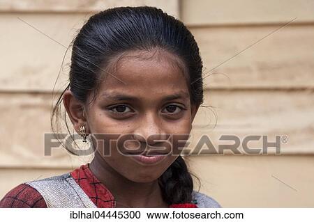 Stock Image - Local girl, Sinhalese, portrait, Beruwela, Western Province, Sri Lanka, Asia. Fotosearch