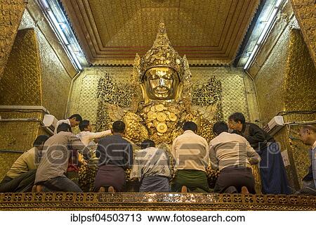 Locals praying, Saint golden Buddha in Mahamuni Pagoda, Mandalay, Myanmar, Asia View Large Photo Image Stock Image - Locals praying, Saint golden Buddha in Mahamuni Pagoda, Mandalay, Myanmar, Asia. Fotosearch