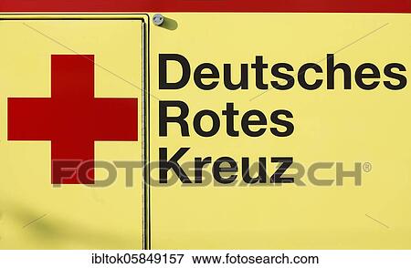 Logo, German Red Cross on an ambulance, Germany, Europe View Large Photo Image Stock Photo - Logo, German Red Cross on an ambulance, Germany, Europe. Fotosearch