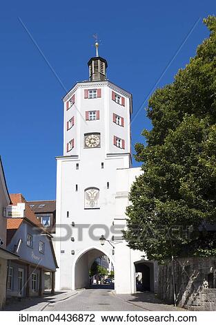 Stock Image - Lower Gate, Gunzburg, Swabia, Bavaria, Germany, Europe. Fotosearch