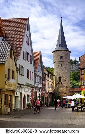 Stock Photo - Main Gate, Karlstadt on the Main, Spessart, Lower Franconia, Franconia, Bavaria, Germany, Europe. Fotosearch